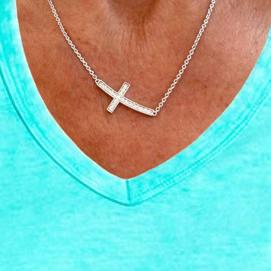 Horizontal Cross Diamond Necklace