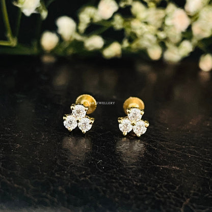 Three Stone Natural Diamond Stud
