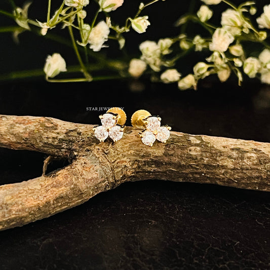 Three Stone Natural Diamond Stud