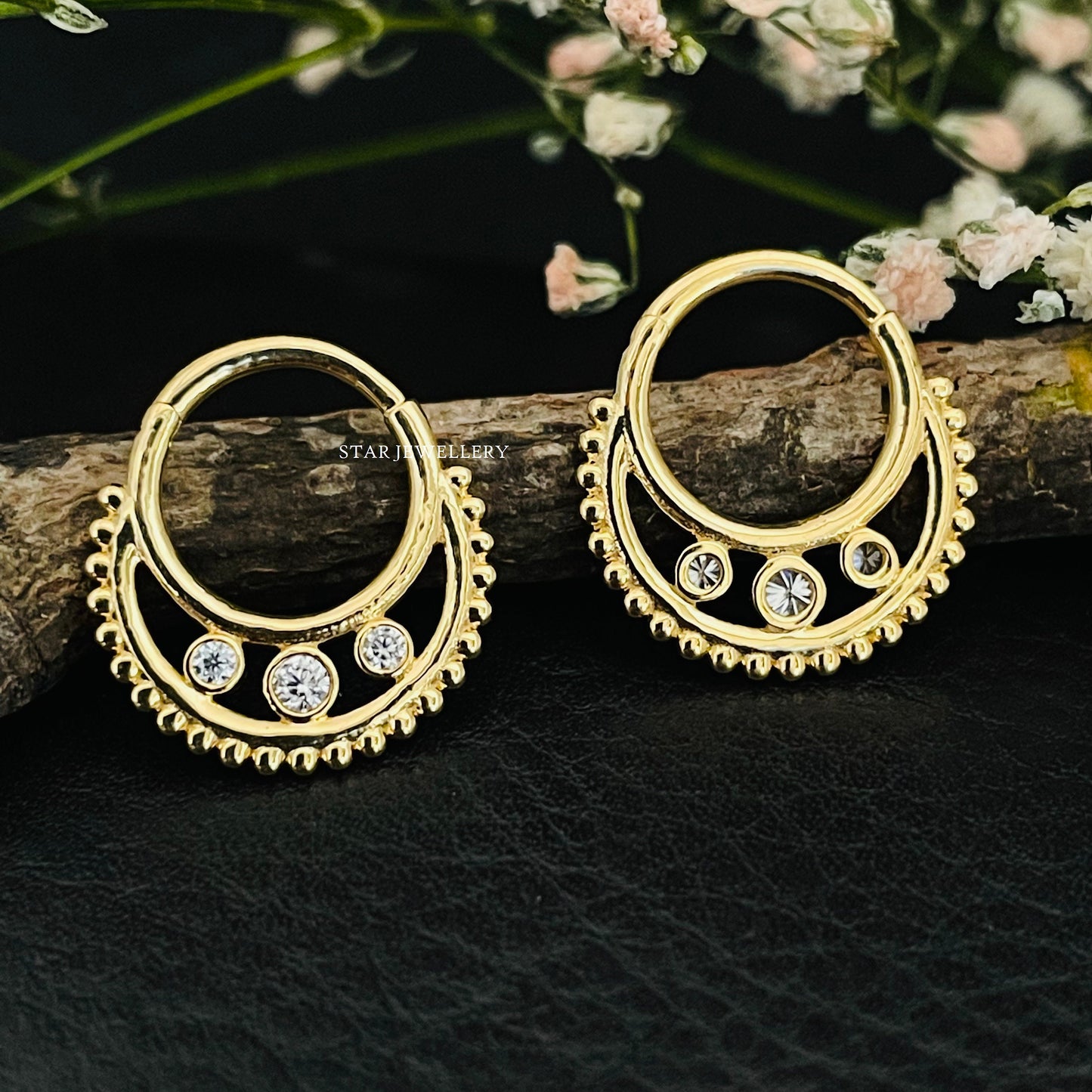 Bezel Set Natural Diamond Daith Piercing