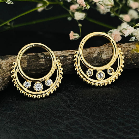 Bezel Set Natural Diamond Daith Piercing