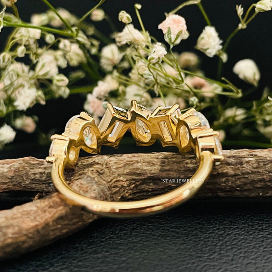 Multi Shape Brilliant Cut Moissanite Solid Gold Ring