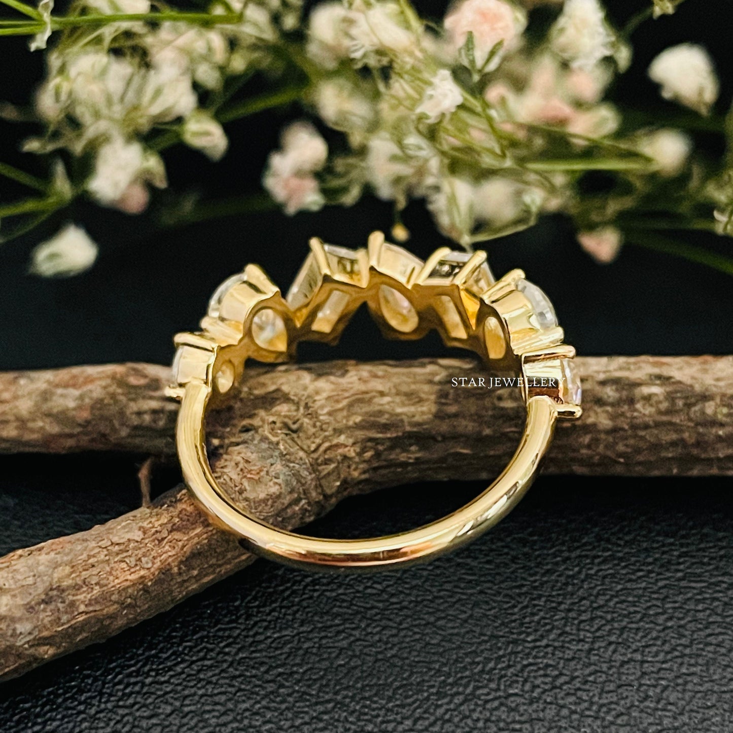 Multi Shape Brilliant Cut Moissanite Solid Gold Ring