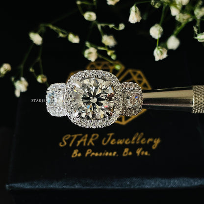 Brilliant Round Cut Three Stone Moissanite Engagement Ring