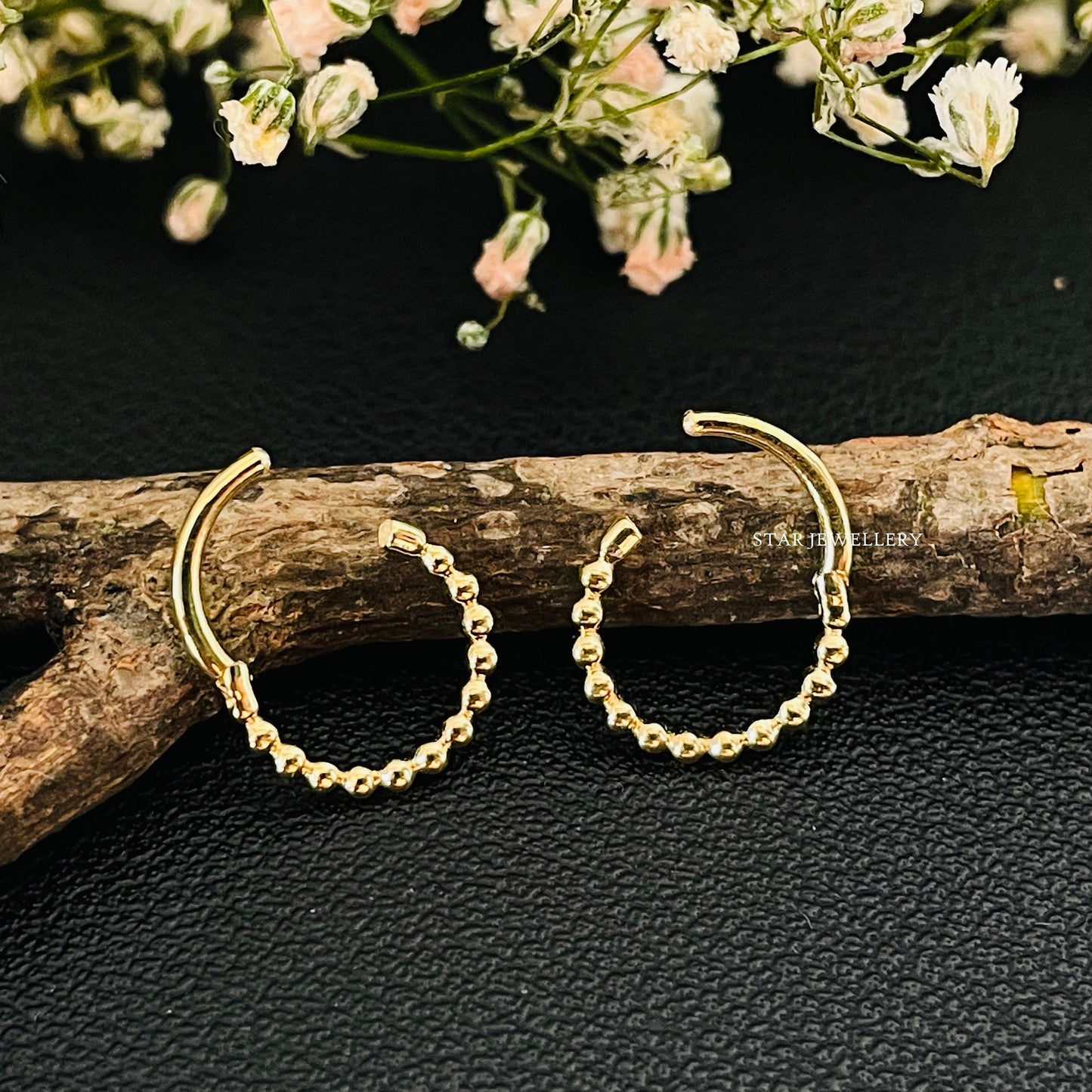 14K Solid Gold Bead Daith Clicker Piercing