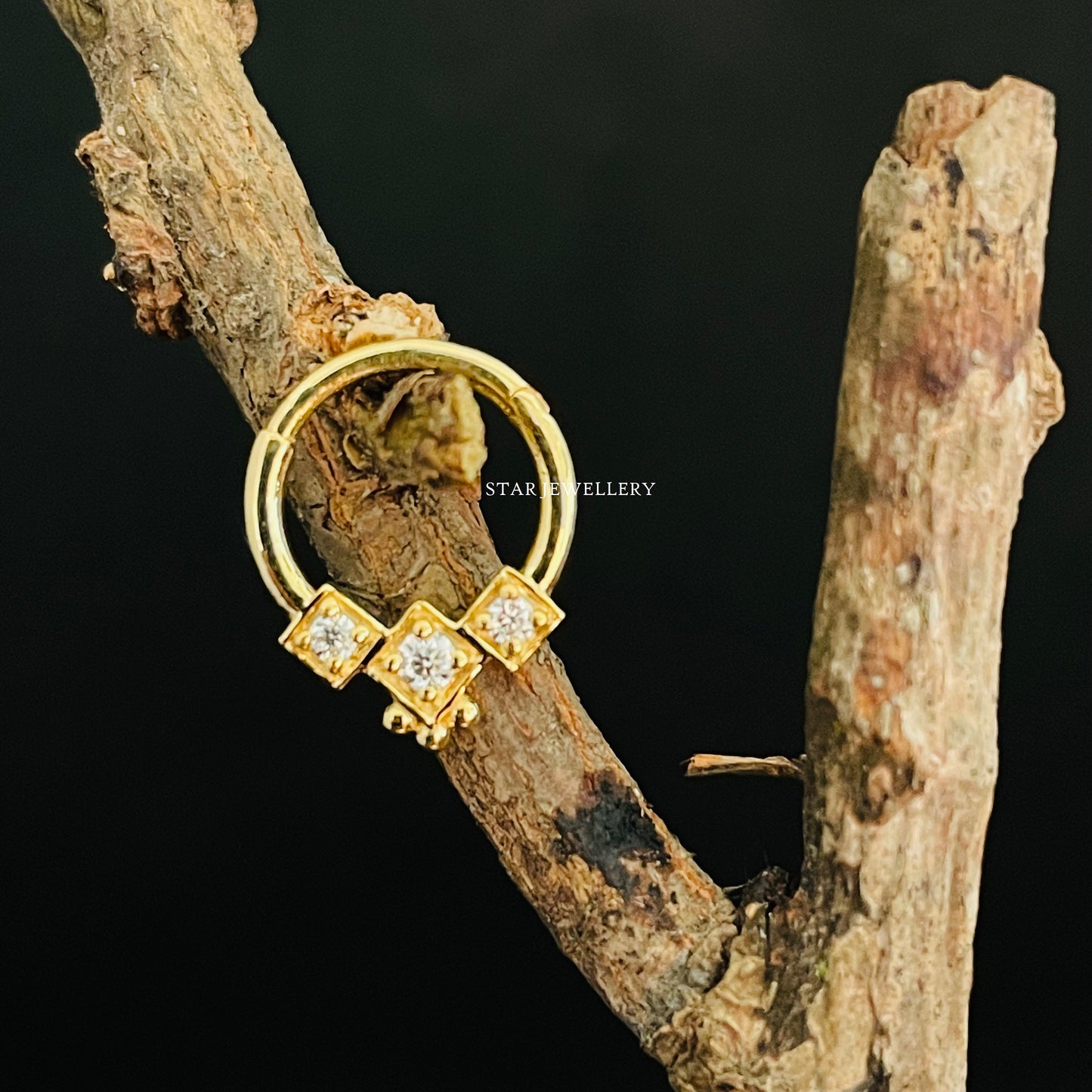 Genuine Diamond Trio Stone Septum Clicker