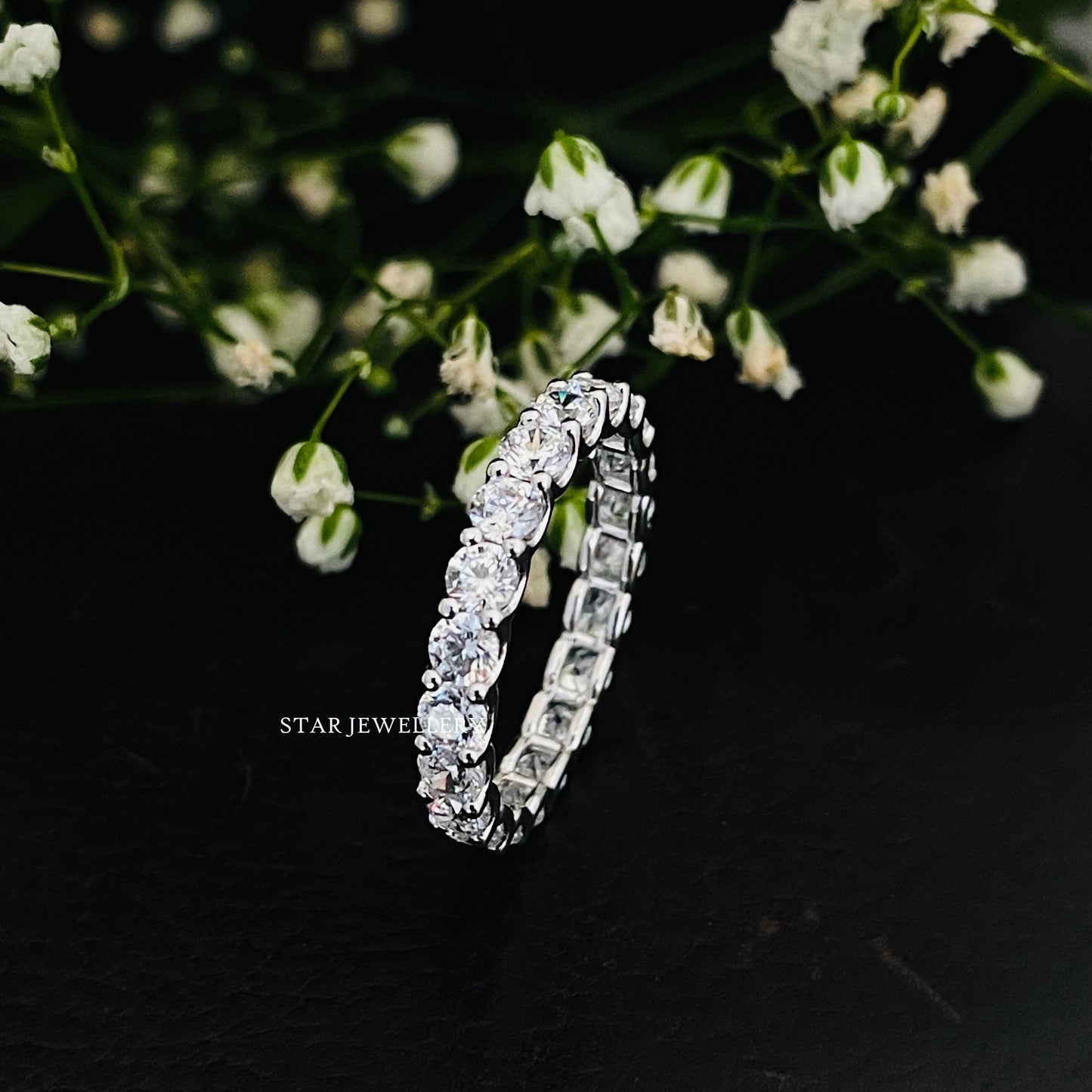 Colorless Brilliant Round Cut Moissanite Eternity Wedding Band