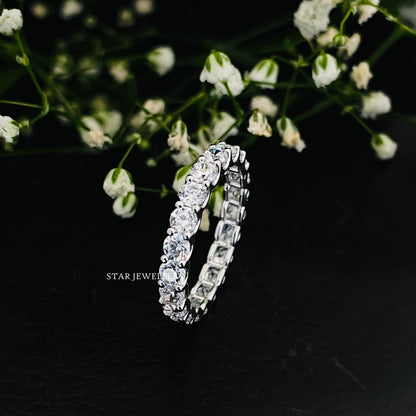 Colorless Brilliant Round Cut Moissanite Eternity Wedding Band