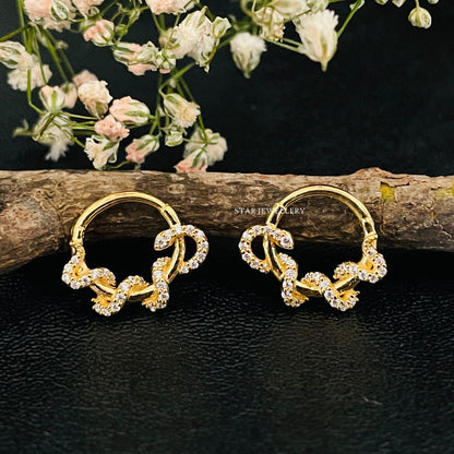 14K Solid Gold Diamond Snake Septum Clicker