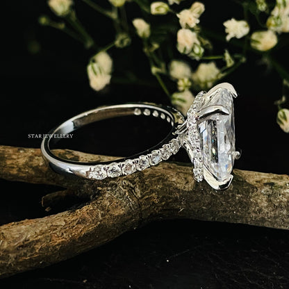 14K Solid Gold 5.00 Ct Radiant Cut Moissanite Engagement Ring for her