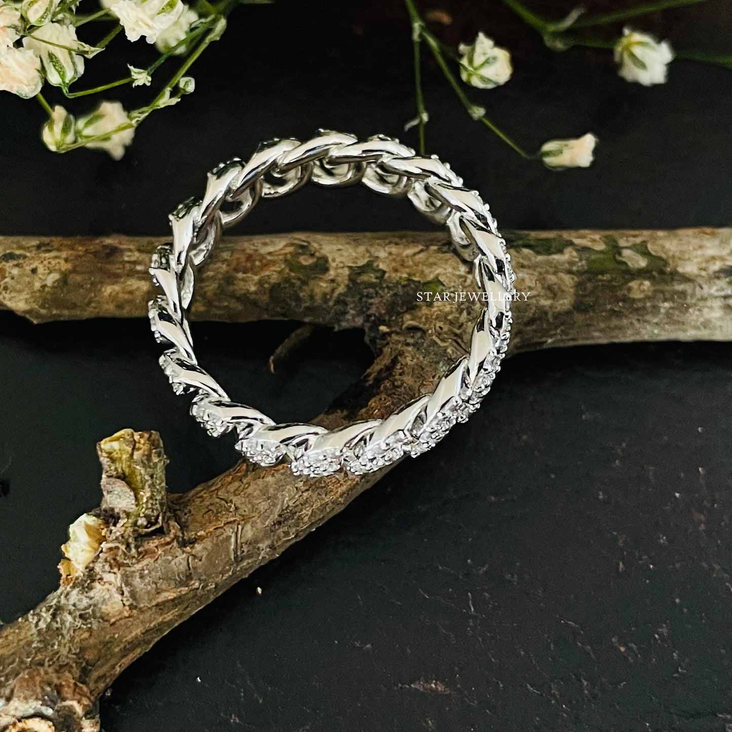 Moissanite Cuban Link Ring