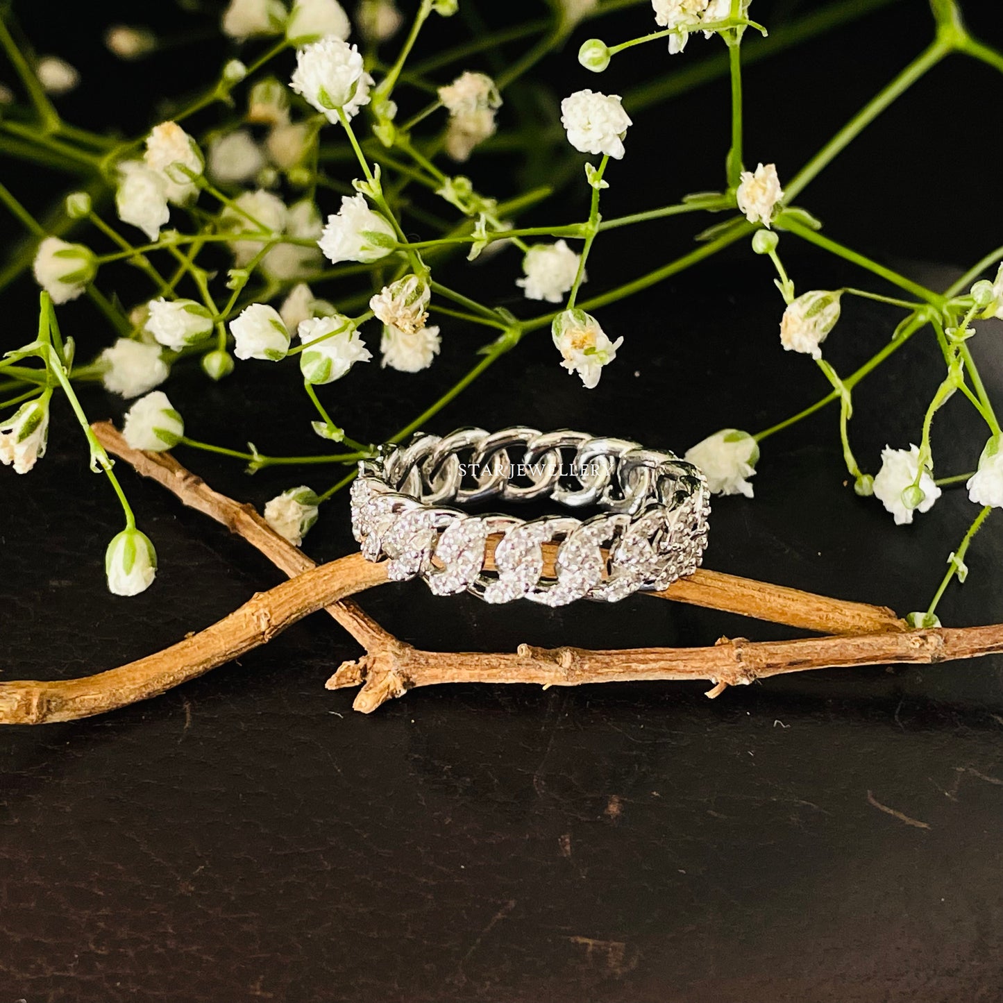 Moissanite Cuban Link Ring