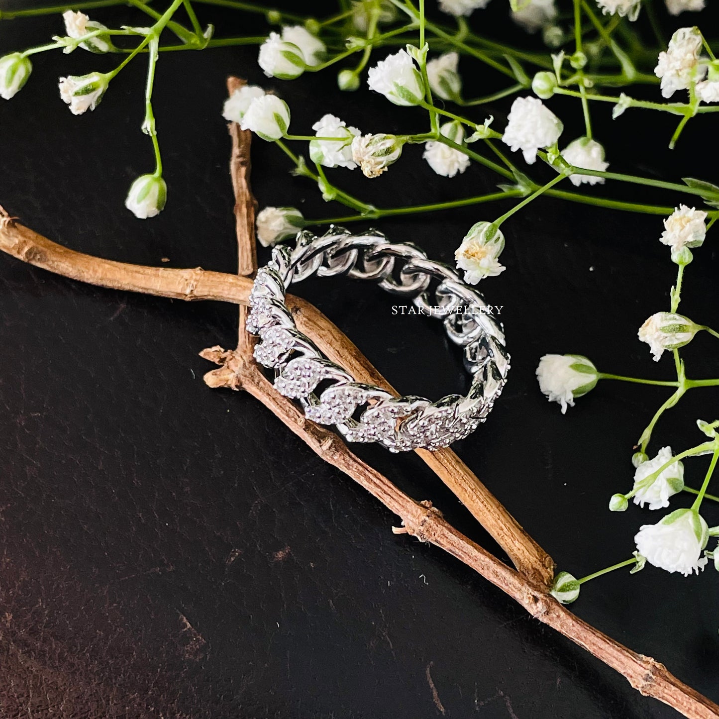Moissanite Cuban Link Ring