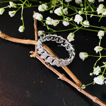 Moissanite Cuban Link Ring