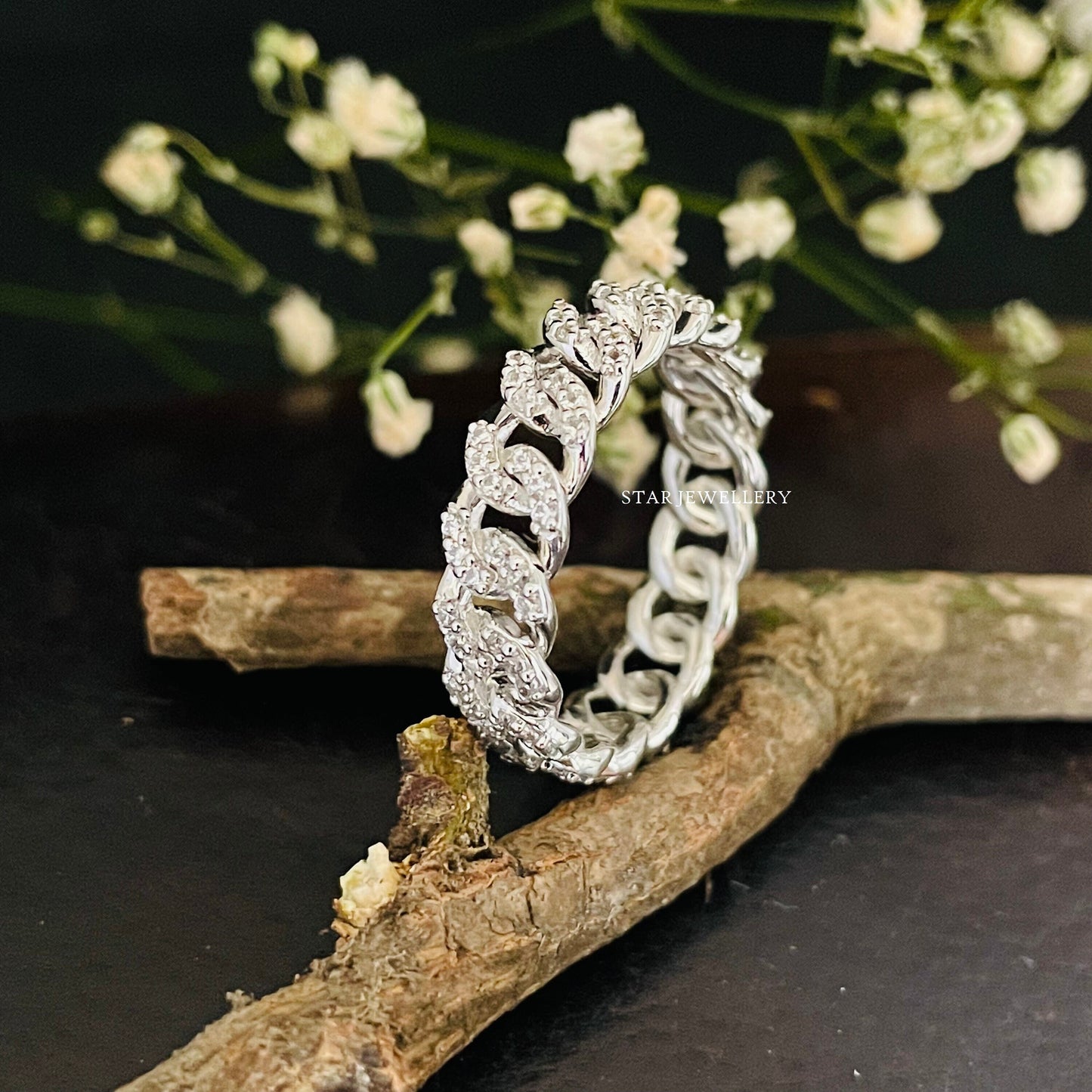Moissanite Cuban Link Ring
