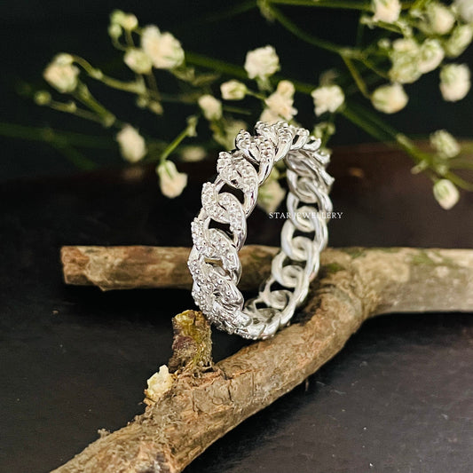 Moissanite Cuban Link Ring