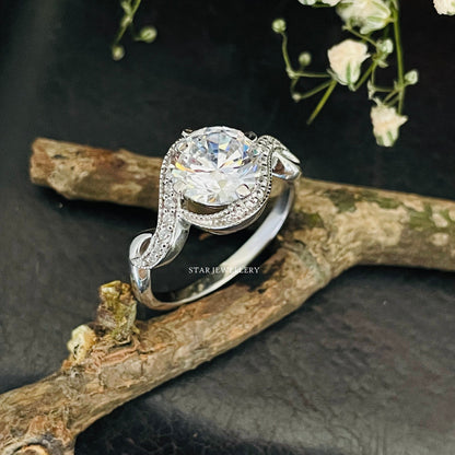 2.00 Ct Brilliant Round Cut CVD Diamond Solitaire Twist Engagement Ring