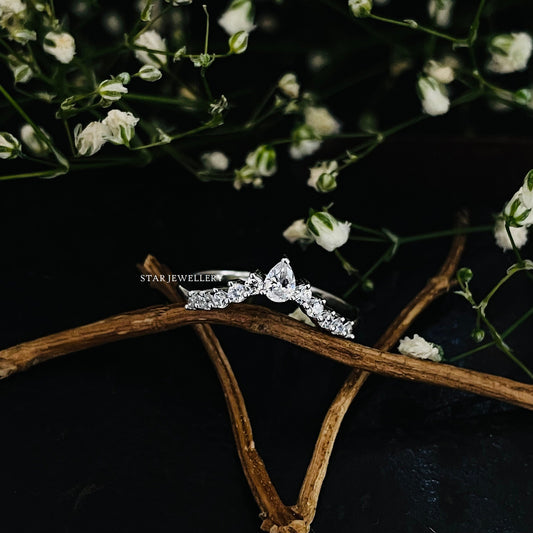 Colorless Moissanite Matching V Band Ring for Engagement Ring