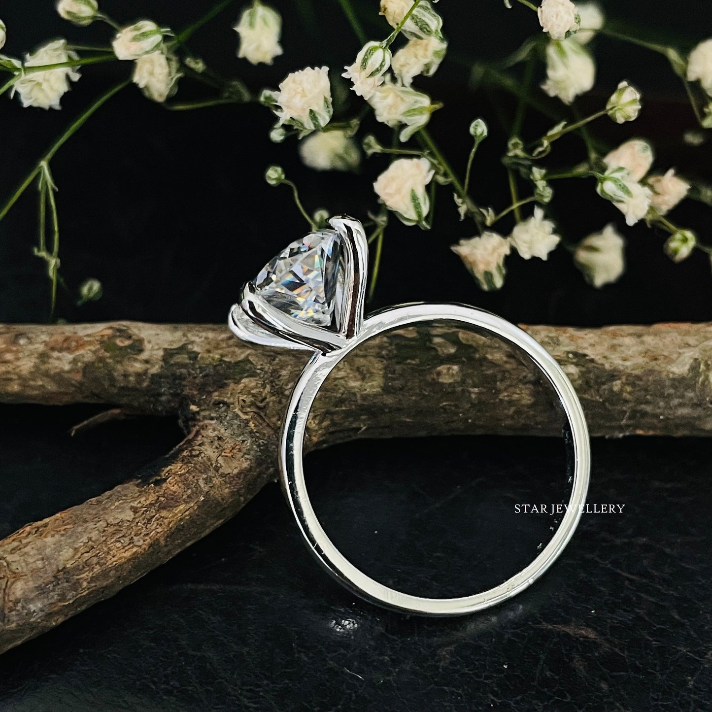 3.00 Ct Colorless Oval Moissanite Wedding Proposal Ring