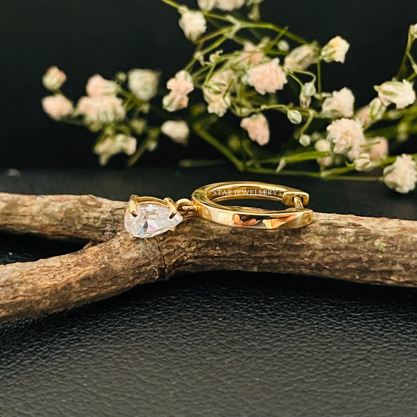 Pear Drop 14K Solid Gold Moissanite Earring