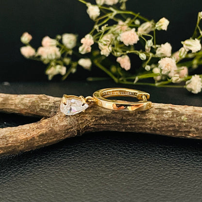 Pear Drop 14K Solid Gold Moissanite Earring