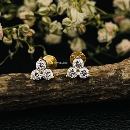 Three Stone Genuine Diamond StudNose & Ear Piercing