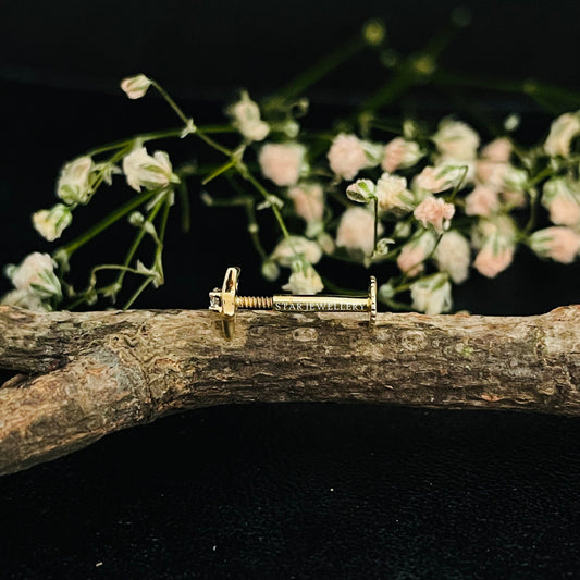 14K Solid Gold Diamond Stud Star Nose/Ear Piercing