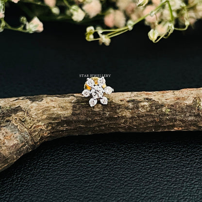 Diamond Flower Stud for Nose & Ear Piercing