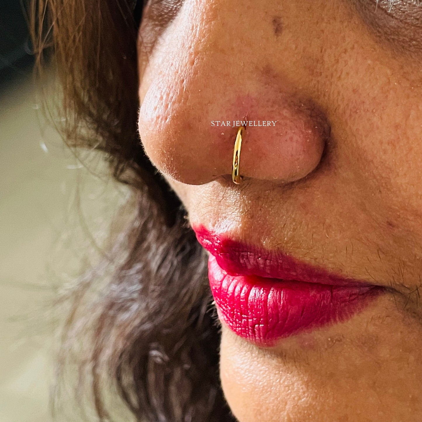 14K Solid Gold Hoop Earring and Nose Ring