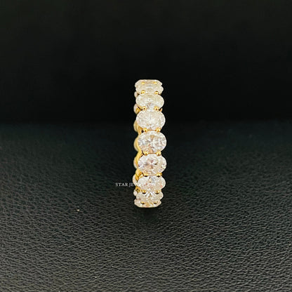 14K Solid Gold Oval Moissanite Band Ring for her