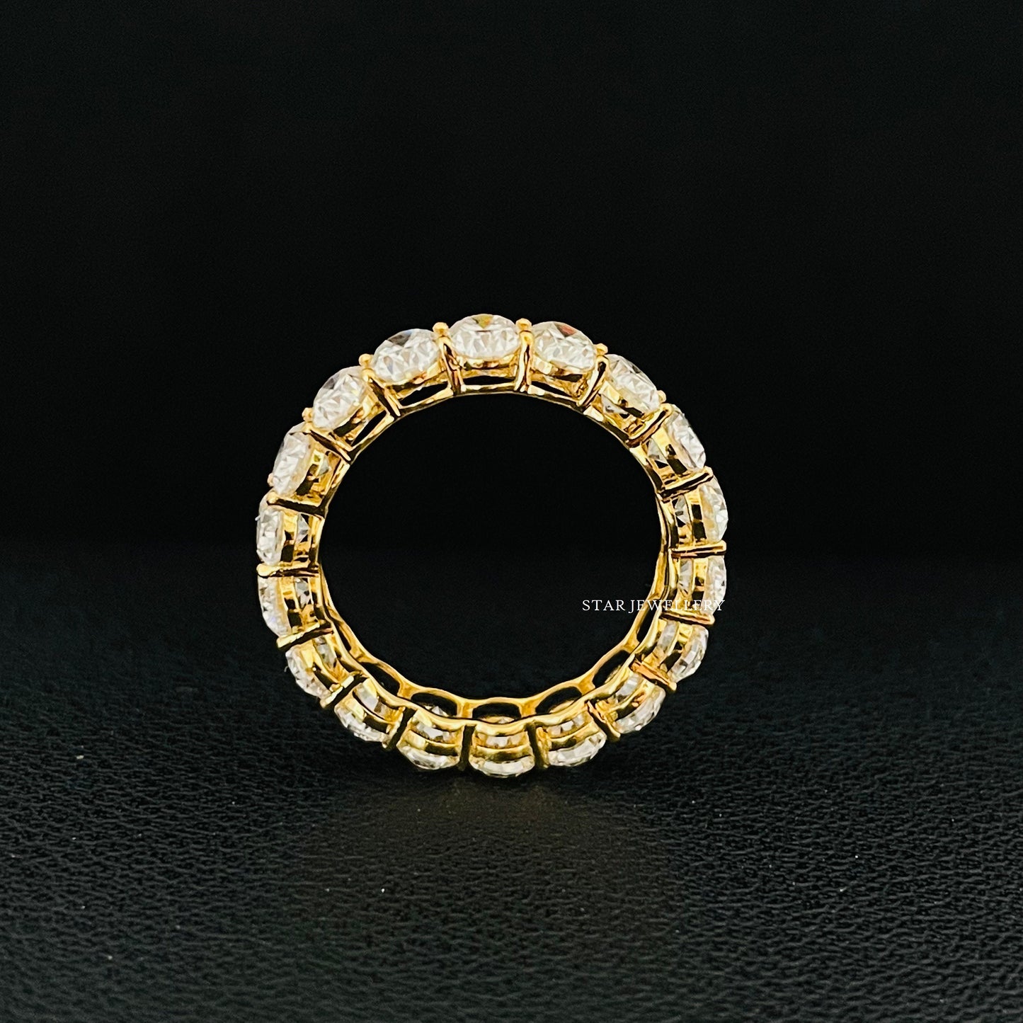 14K Solid Gold Oval Moissanite Band Ring for her