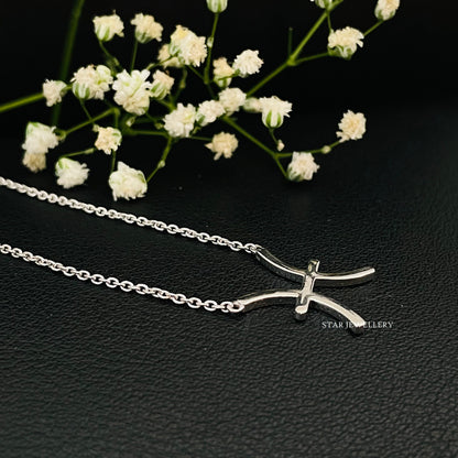 14K Solid Gold Pisces Zodiac Celestial Necklace