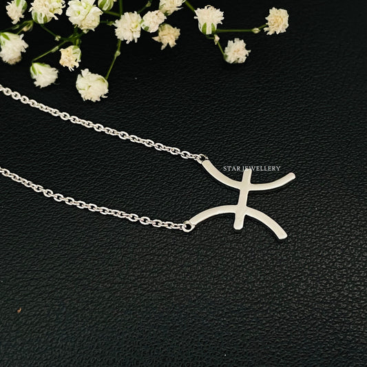 14K Solid Gold Pisces Zodiac Celestial Necklace