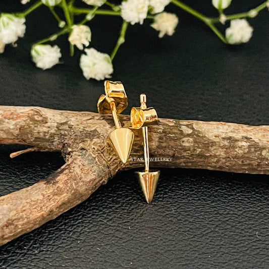 14K Solid Gold Tiny Spike Earring