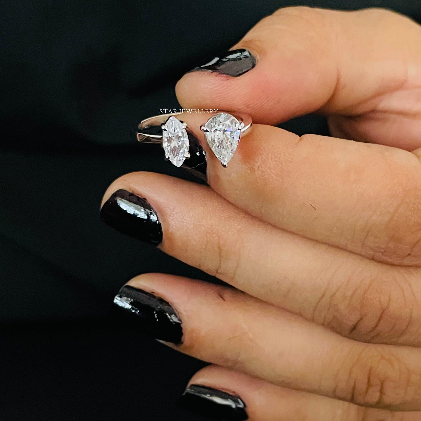 Toi Et Moi Pear Cut and Marquise Cut Engagement Ring