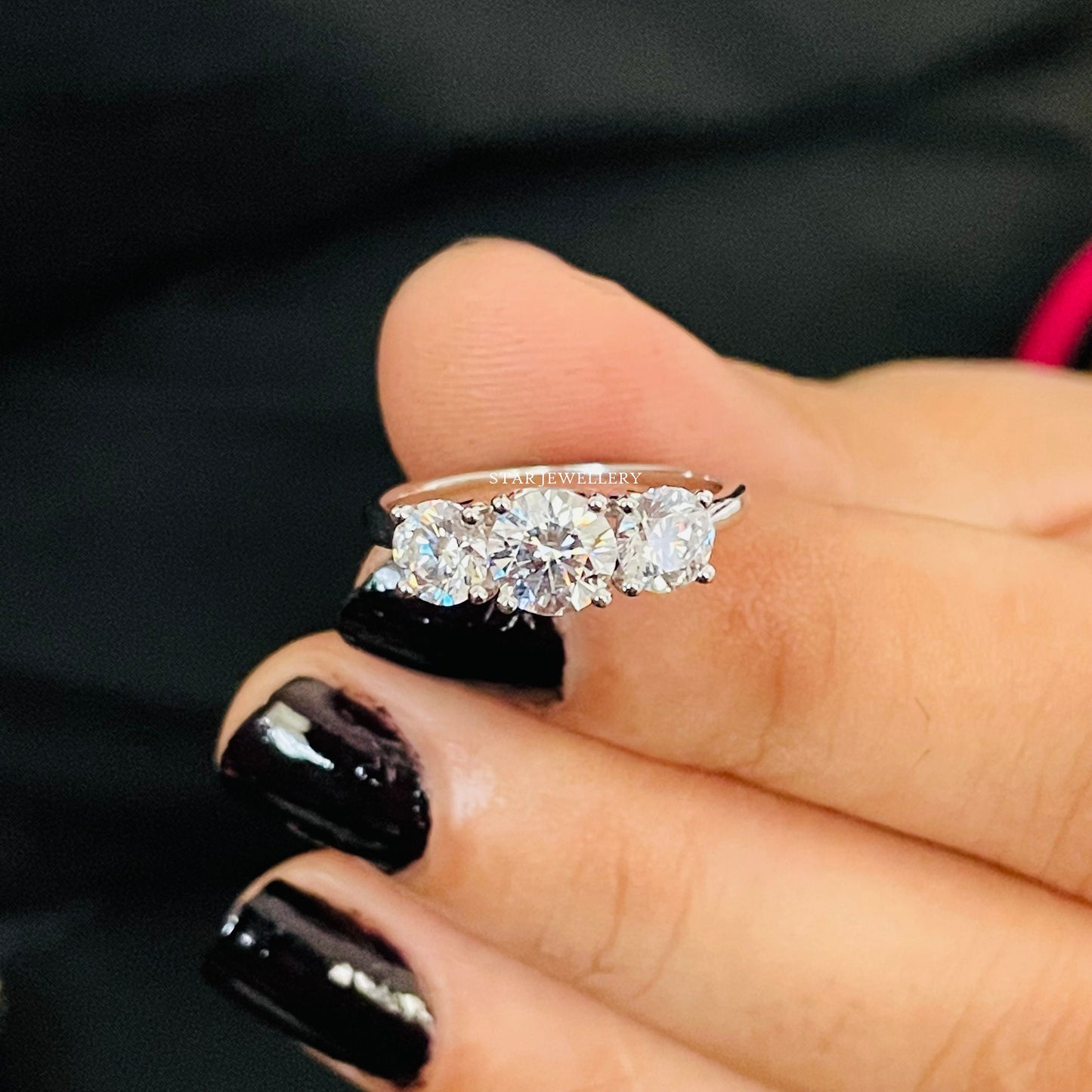 Trio Stone CVD Diamond Engagement Ring