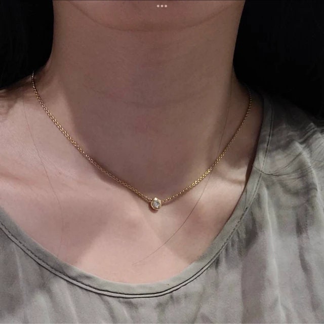 Bezel Setting Solitaire Minimalist Necklace