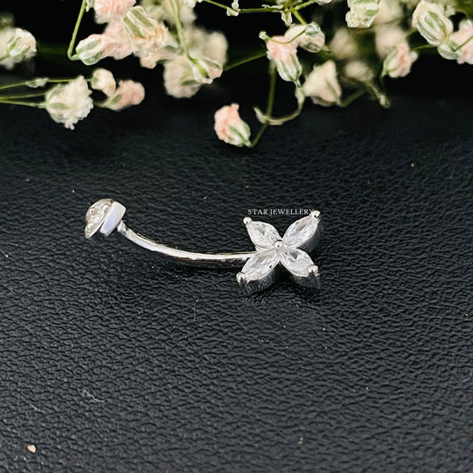 14K Solid Gold leaf Clover Barbell Piercing