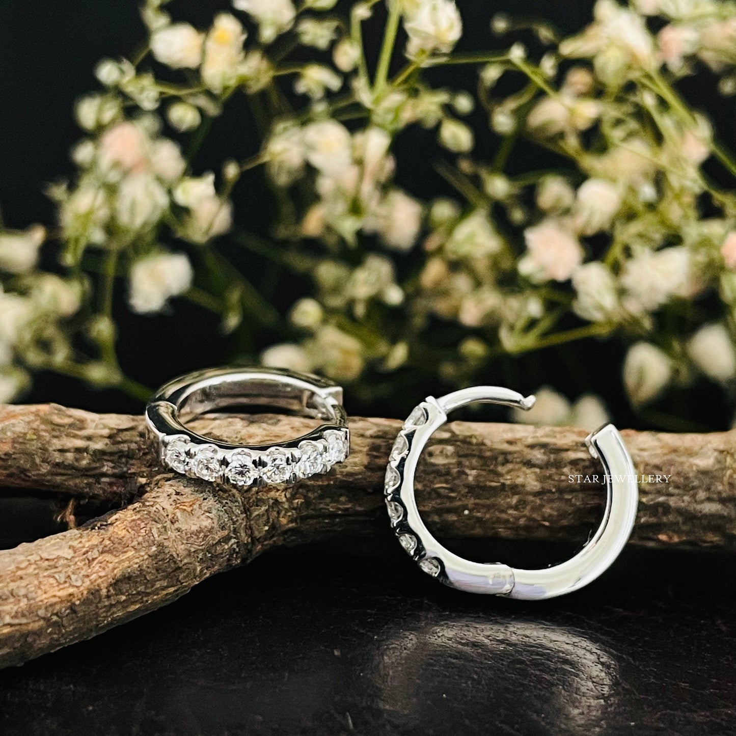 Lab Diamond Huggie Hoop Earring