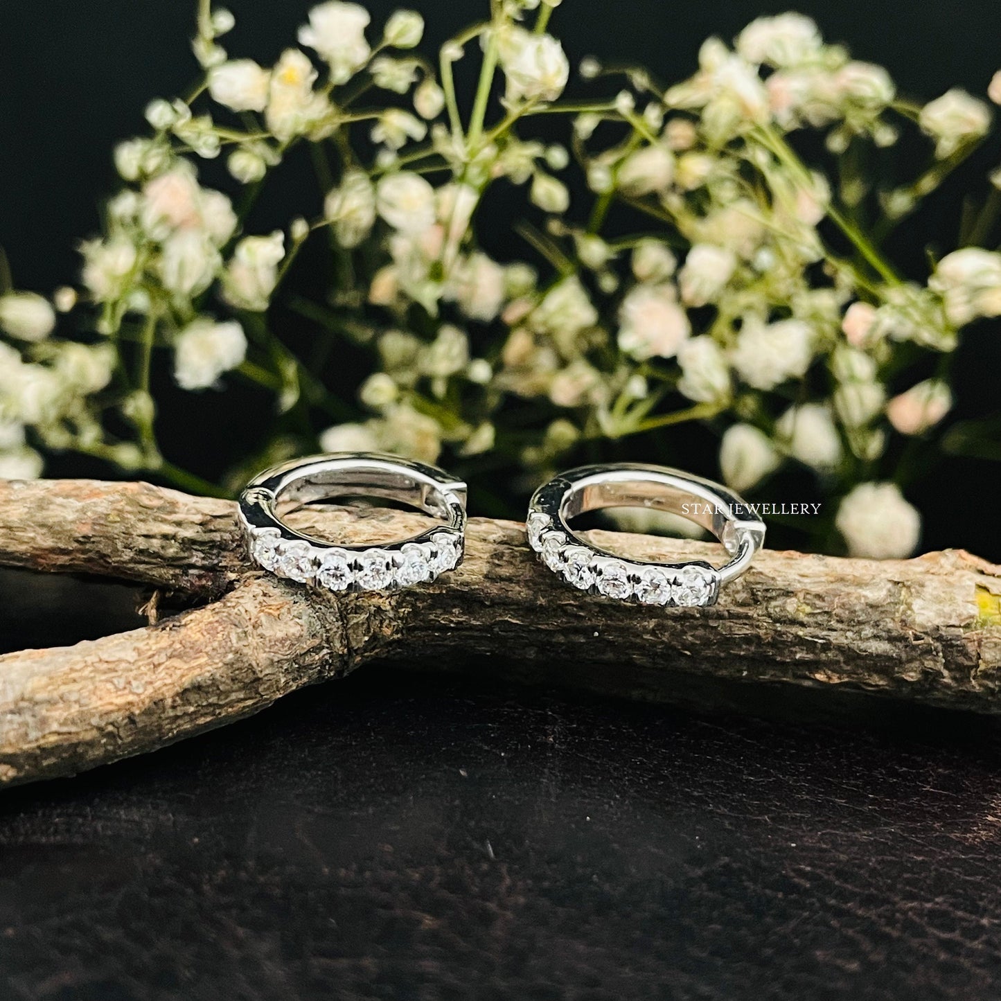 Lab Diamond Huggie Hoop Earring