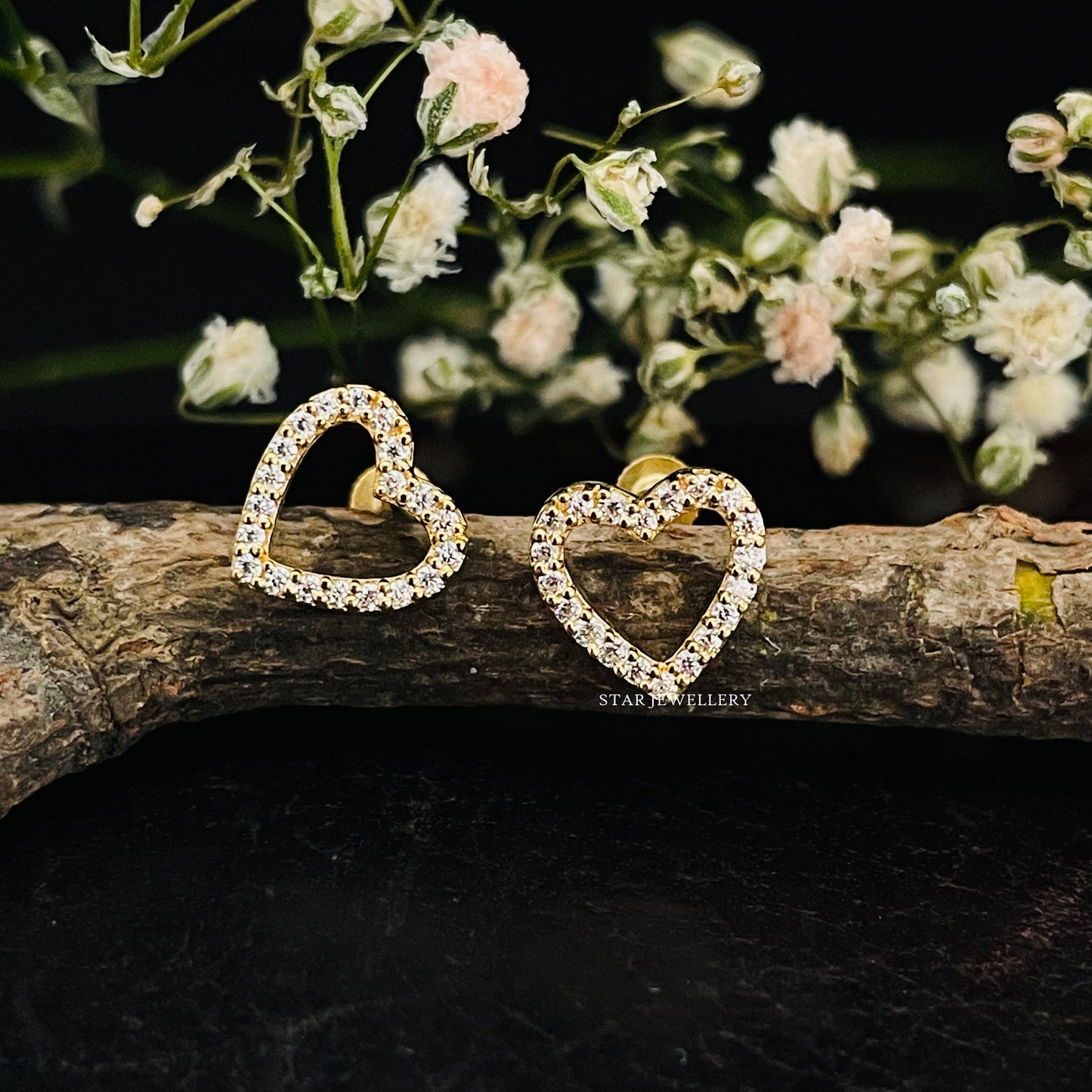 Diamond Heart Stud Piercing for Tragus, Lobe, Conch