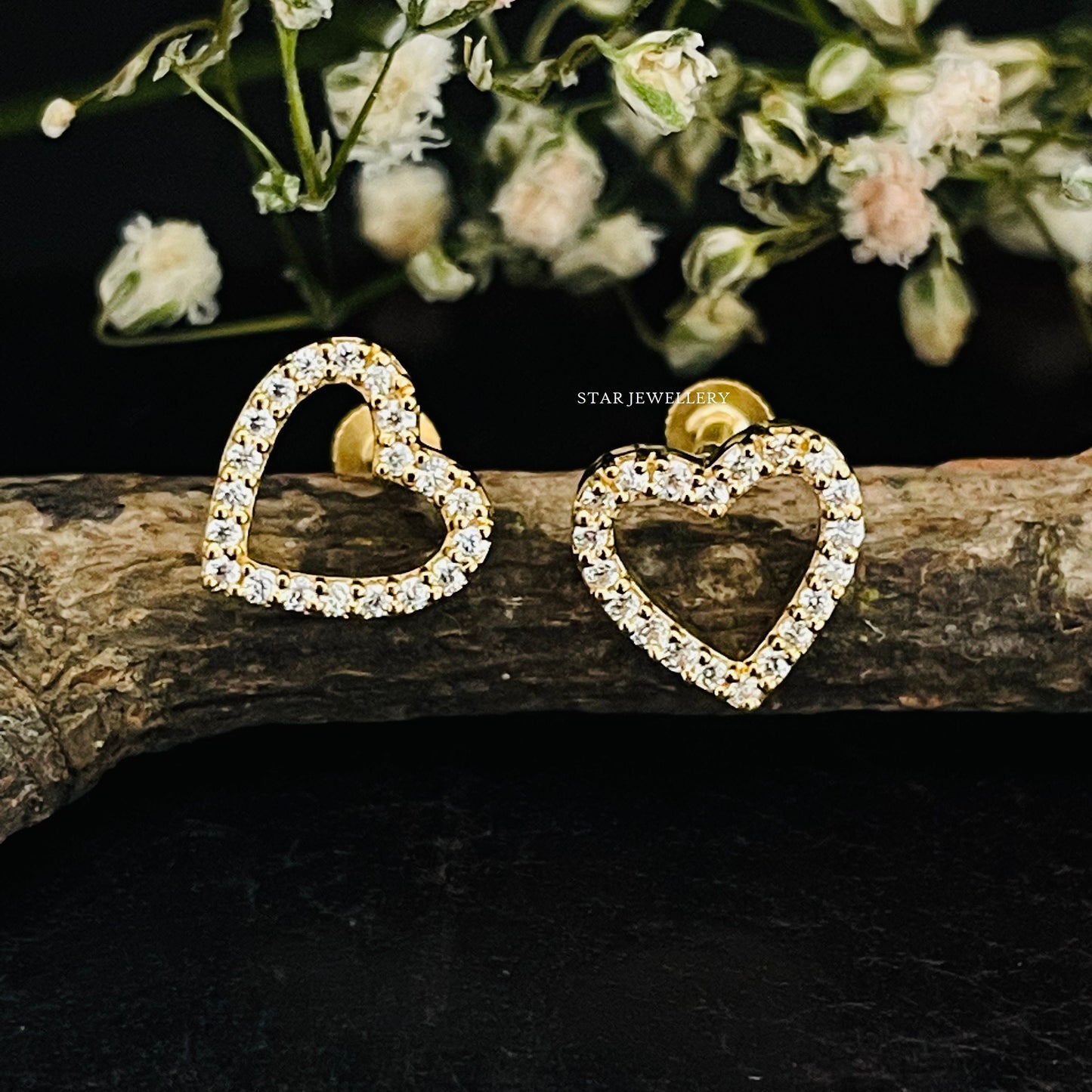 Diamond Heart Stud Piercing for Tragus, Lobe, Conch