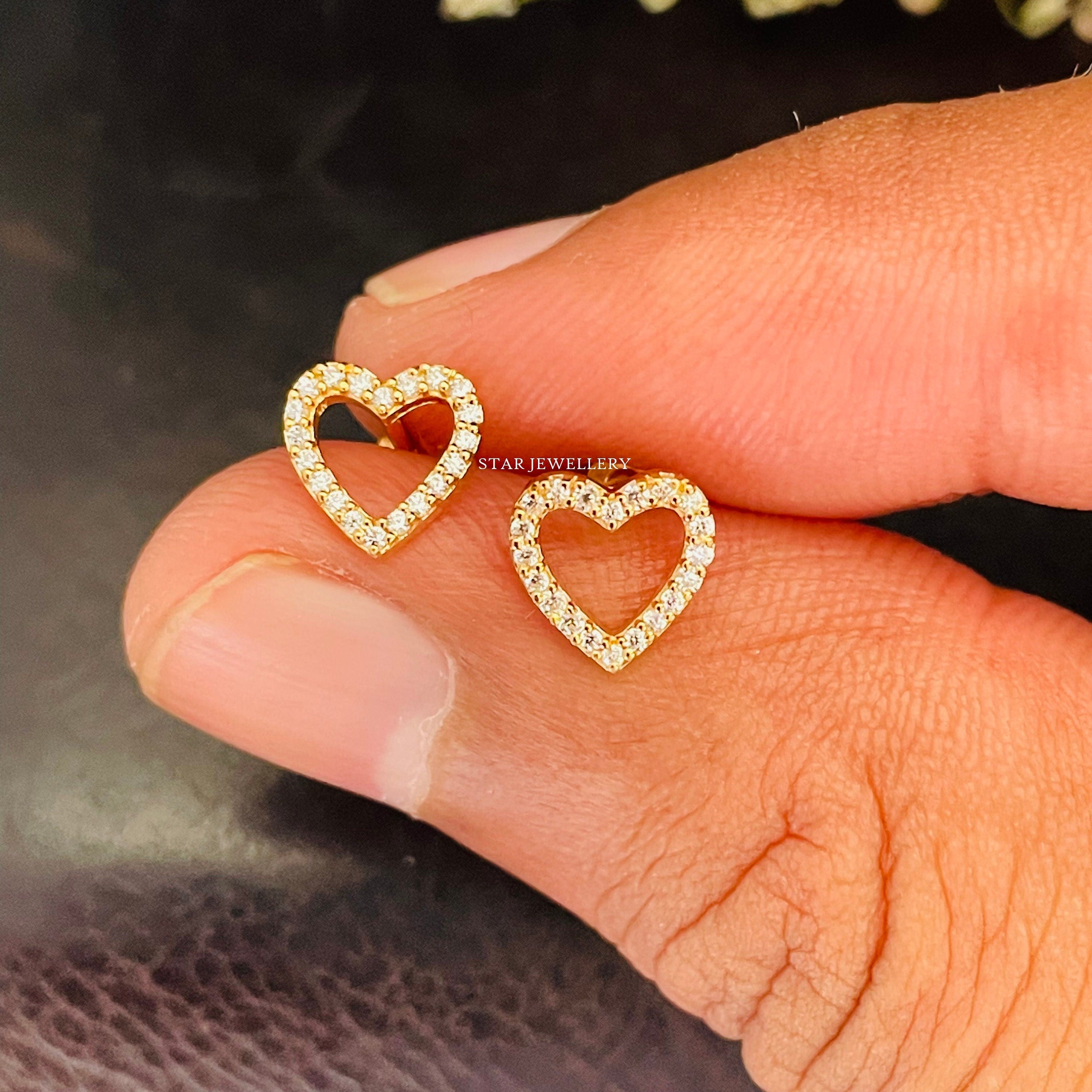 Diamond heart stud piercing for tragus, lobe, conch, helix