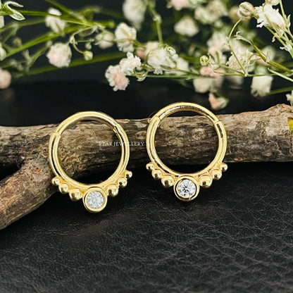 14K Gold Diamond Septum Nose Ring