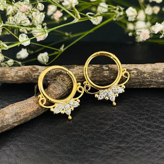 14K Solid Gold Marquise Shape Diamond Daith Piercing