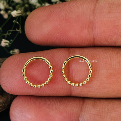 14K Solid Gold Bead Daith Clicker Piercing