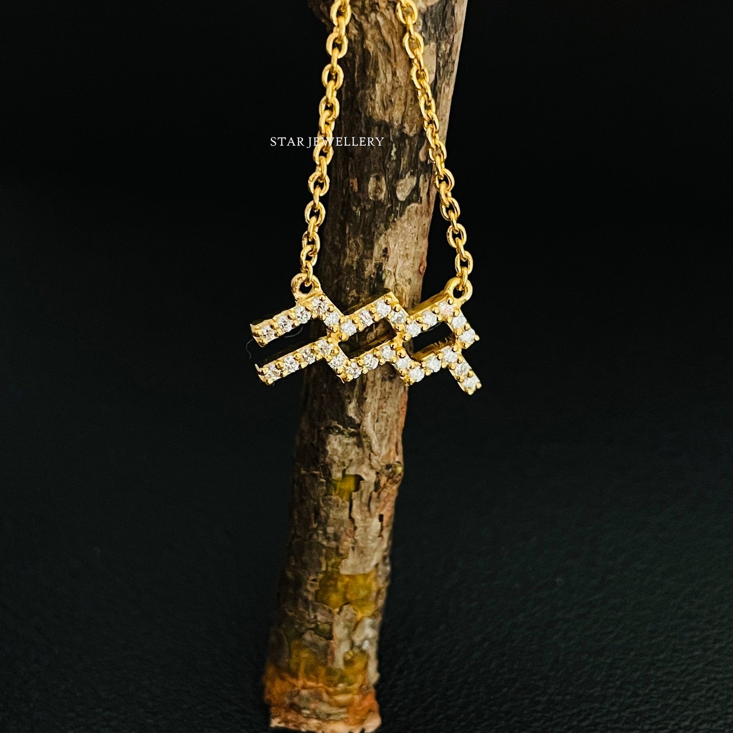 Aquarius Zodiac Natural Diamond Necklace for her