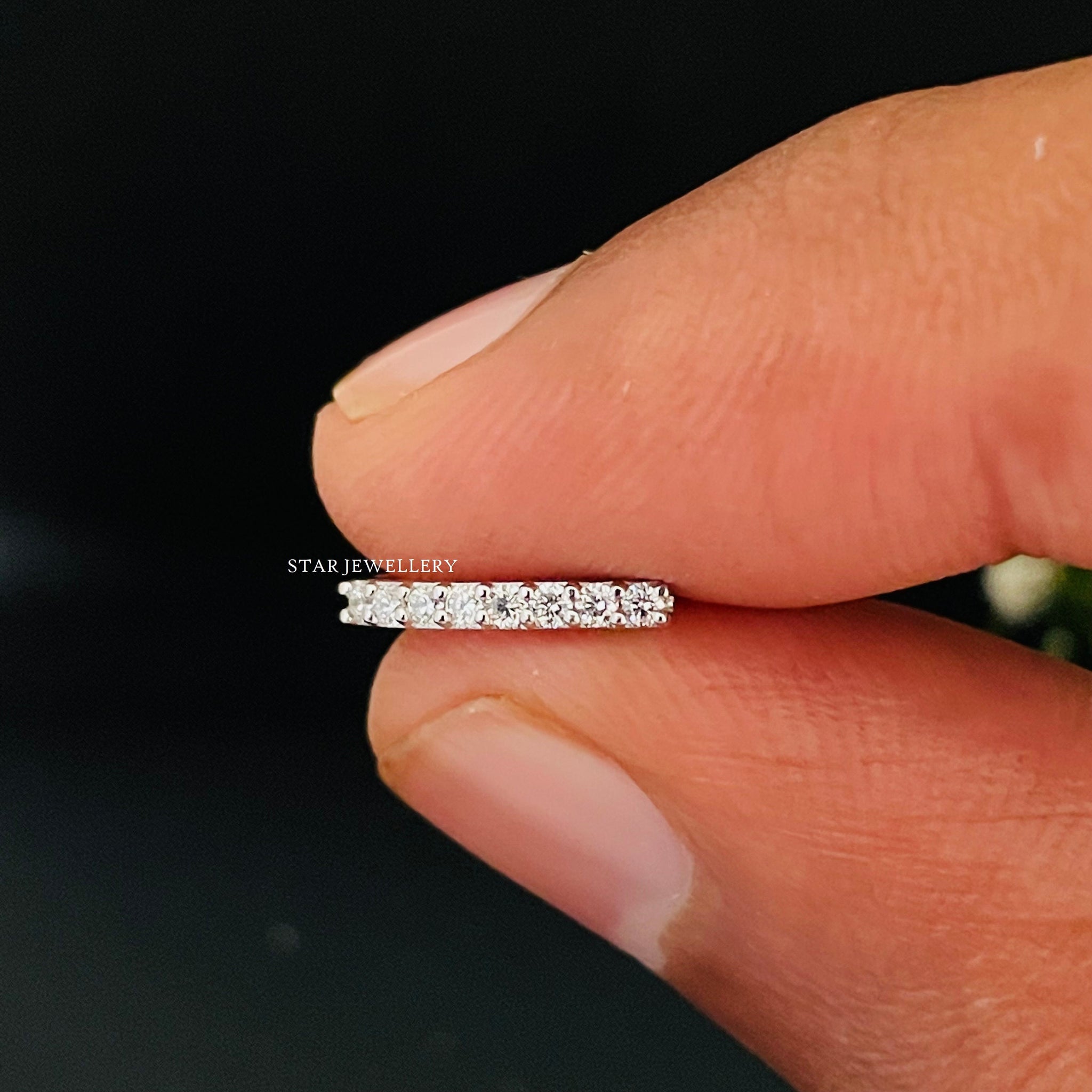 Diamond Bar Earrings, Half Hoop Earring