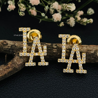 LA logo Moissanite Stud Earring