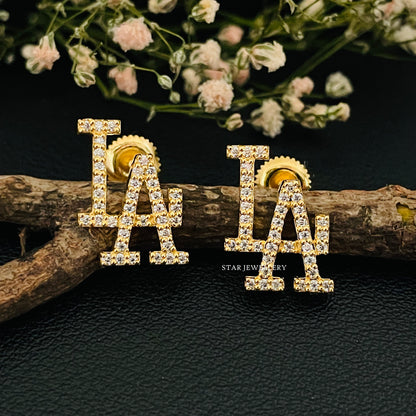 LA logo Moissanite Stud Earring